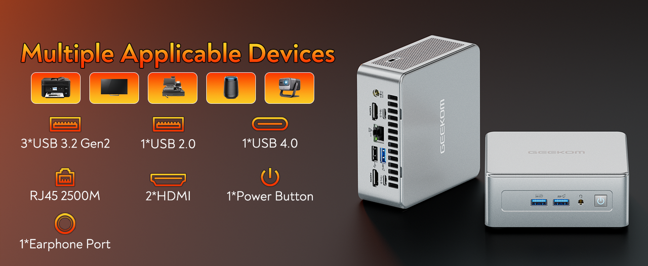 GEEKOM AE8 Mini PC, AMD Ryzen 9 8945HS, 32GB DDR5 RAM, 1TB SSD