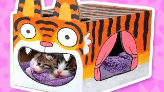 Cardboard Tiger Cat House - Crafts Ideas With Boxes | DIY on