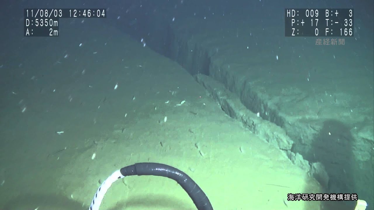 震源域の深海底に亀裂 有人潜水調査船「しんかい6500」 - YouTube