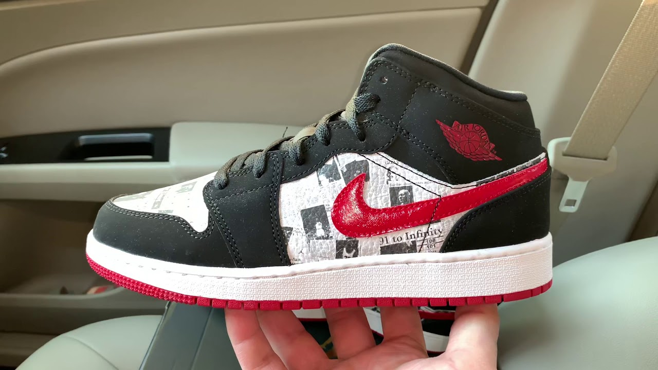 Air Jordan 1 Mid Newspaper Air Times shoes - YouTube