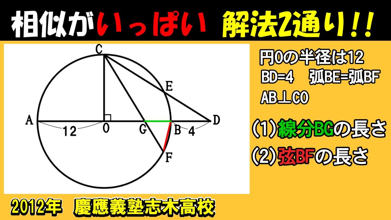 高校入試数学 2012年 慶應義塾志木高校】高校受験 「円と三平方の定理