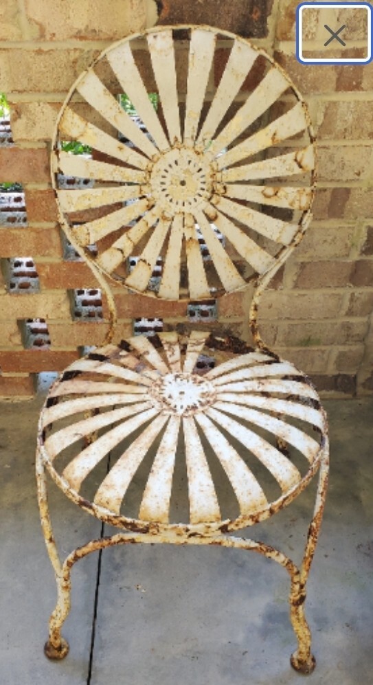 Antique Original Francois Carre Sunburst Garden Chairs Set of 2