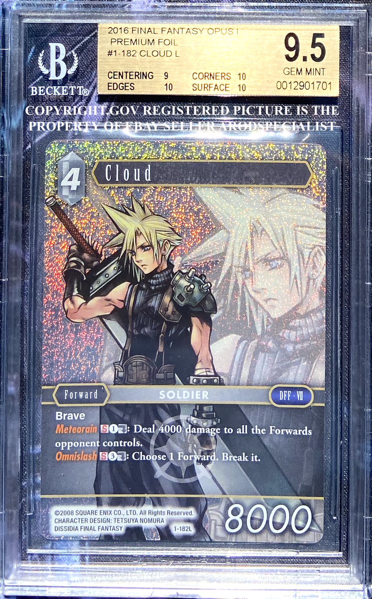 FFTCG FINAL FANTASY TCG OPUS 1 FOIL CLOUD 1-182L BGS 9.5 GEM MT