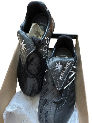 Kelme Master Serena Jr Turf LEATHER Soccer Shoes 56121 Black US Sz