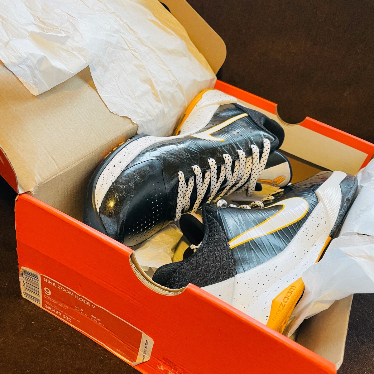 Nike Zoom Kobe V 5 Del Sol 2010 386429-002 Mens 9 US 42.5 EUR 8 UK