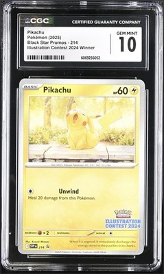 POKEMON CGC PRISTINE 10 PIKACHU ILLUSTRATION CONTEST WINNER 2024