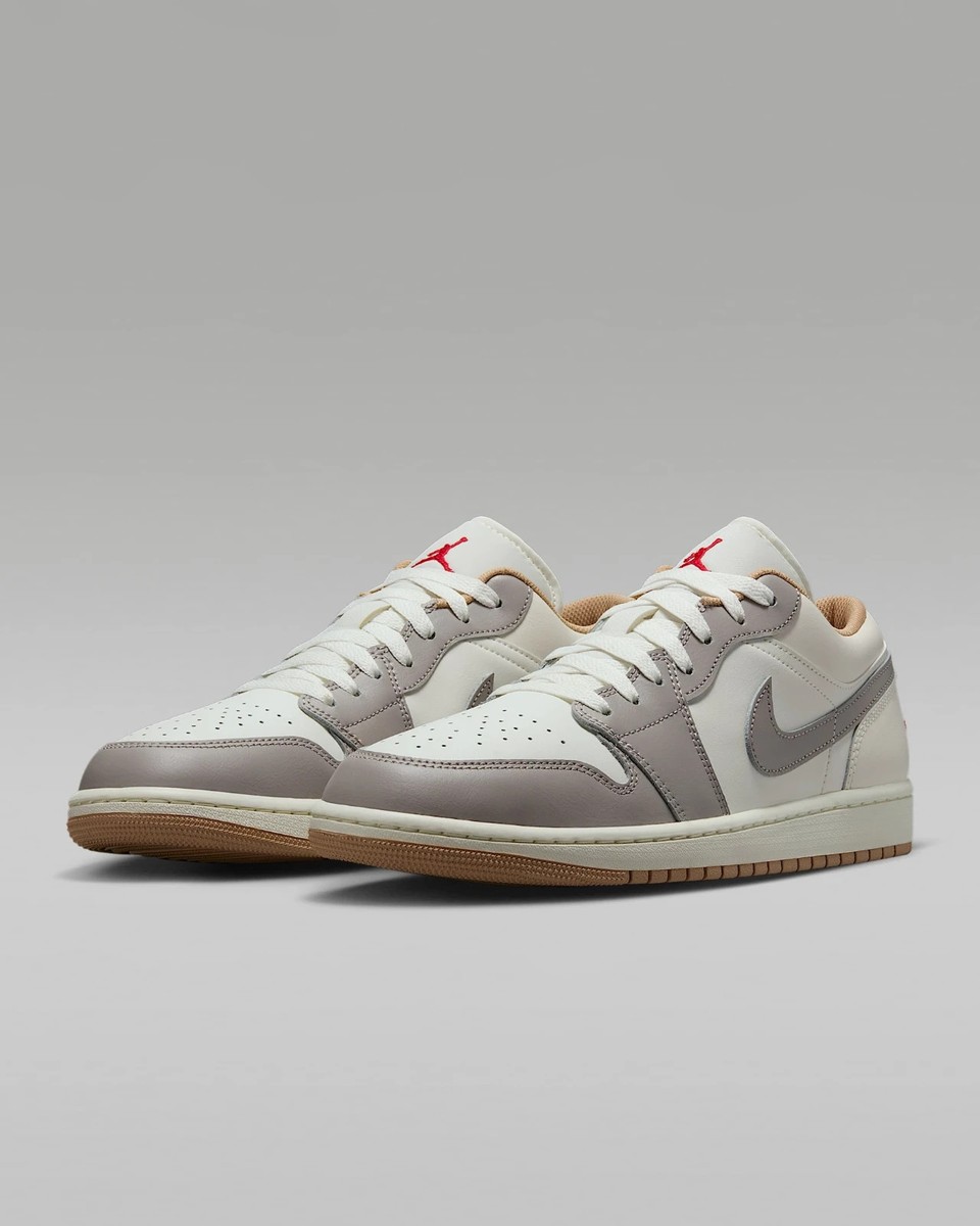Nike Air Jordan 1 LOW 553558-169 Sail/College Gray/Hemp/Fire Red