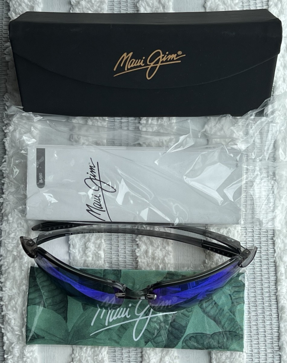 Maui Jim Extra Large Ho'okipa MJ 456 14A Grey Frame - Hawaii Blue