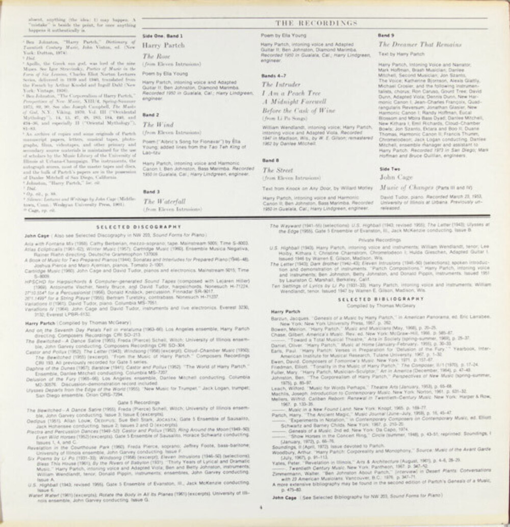 Harry Partch / John Cage - The Music Of John Cage And Harry Partch