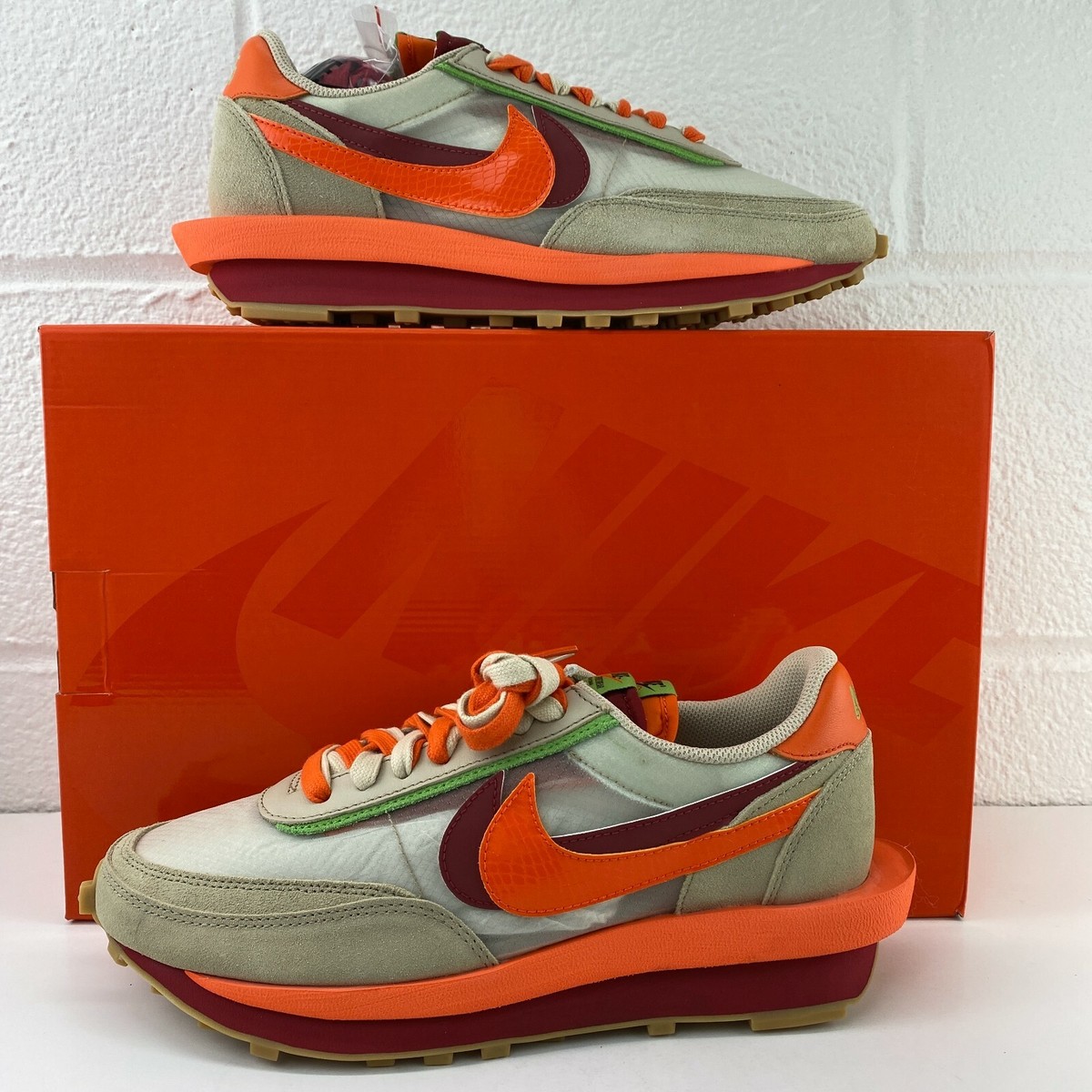 Nike LD Waffle | sacai CLOT Kiss of Death Net Orange Blaze