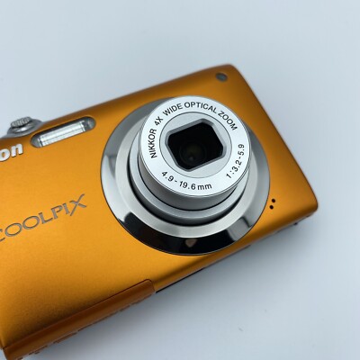 For Parts] NIKON Coolpix S3000 Orange Digital Camera 12.0MP TESTED
