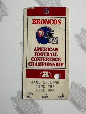 1989 AFC Championship Game Ticket Browns Denver Broncos 1/4/90