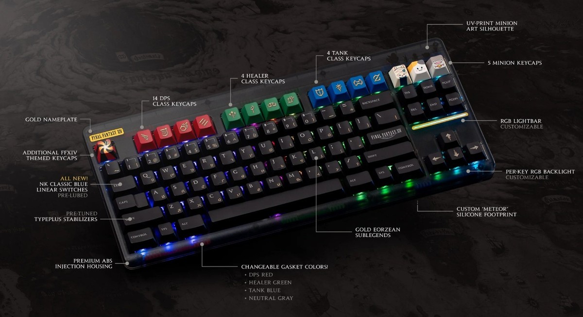 Novelkeys Final Fantasy 14 Online Keyboard Classic TKL FFXIV FF +