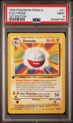 PSA 9 1st Edition Electrode 21/102 (Base Set) Rare FRENCH Pokemon
