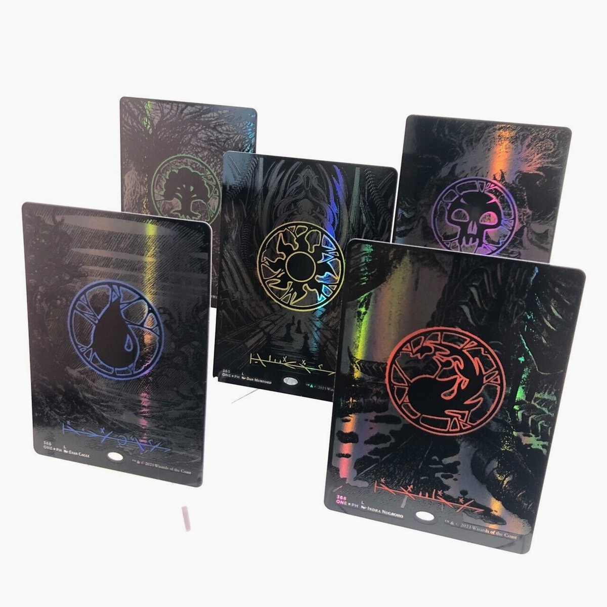 ALL 5 Oil Slick MTG Raised lands Foil Phyrexian Compleat Bundle | eBay