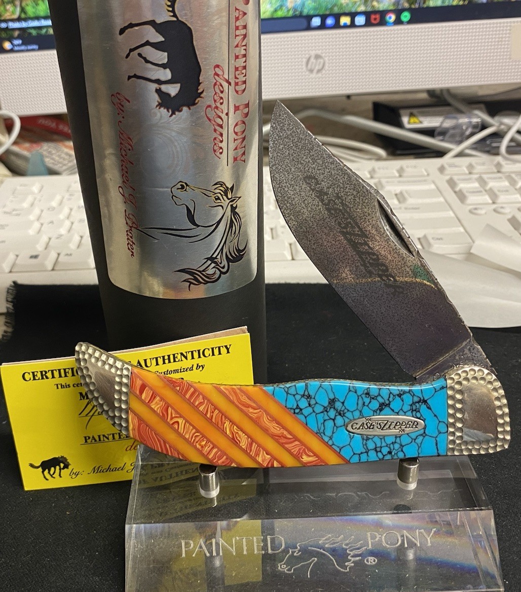 Case XX Painted Pony 71072 Big Clasp Zipper Knife, Exotic Handles