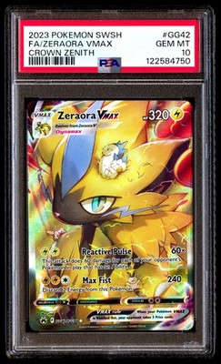PSA 10 Zeraora Vmax GG42 Pokemon Sword And Shield Crown Zenith