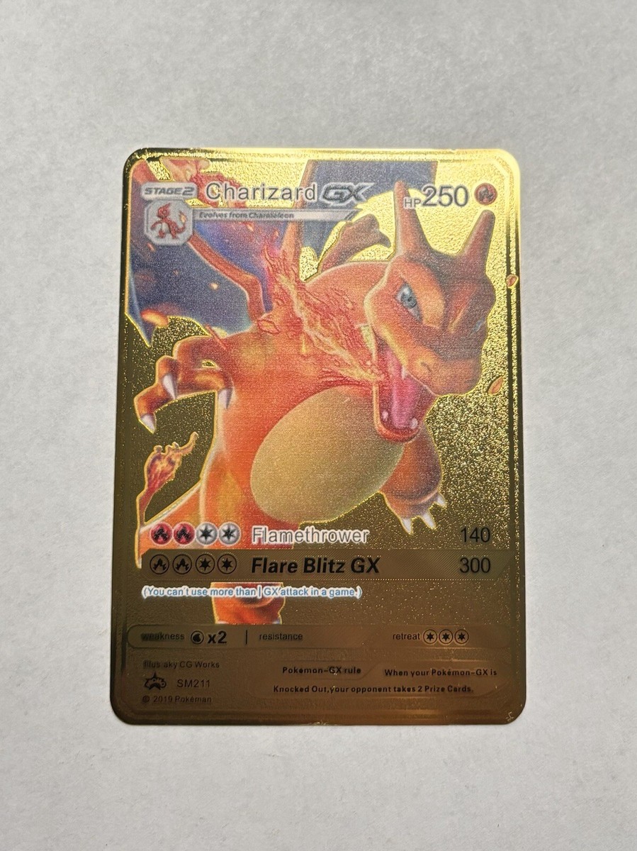 Charizard GX Gold Metal High Quality Fan Art Card 250HP SM211
