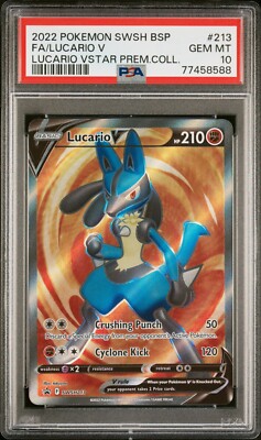 PSA 10 GEM MINT Lucario V Full Art Black Star Promo SWSH213
