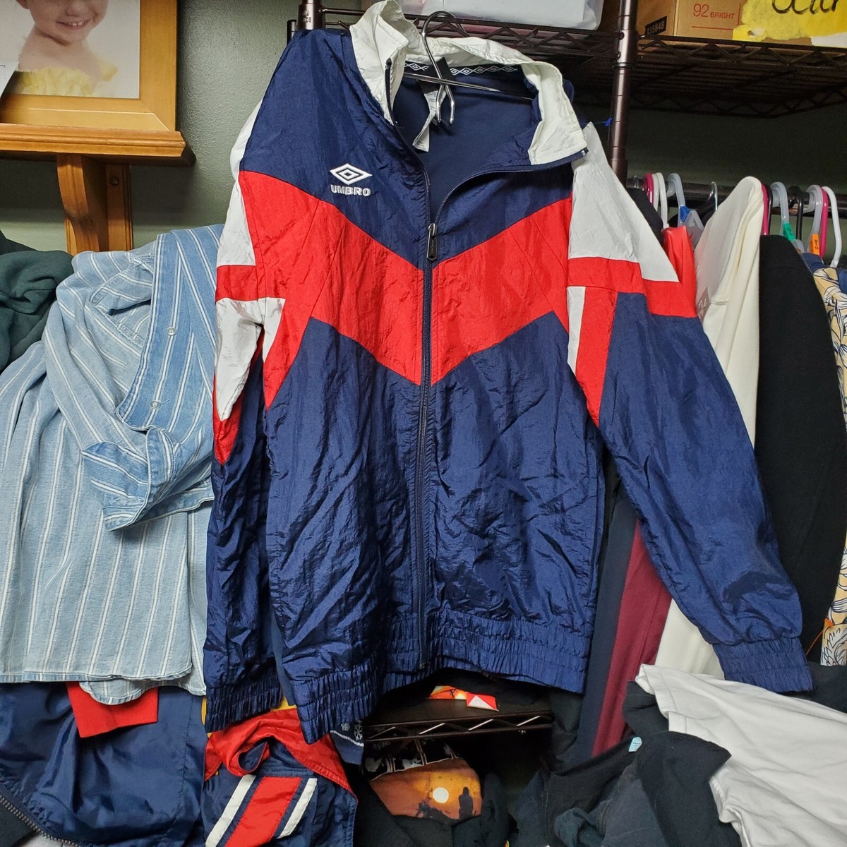 Vintage 90s Umbro Premier Color Block Full Zip Windbreaker Mens XS