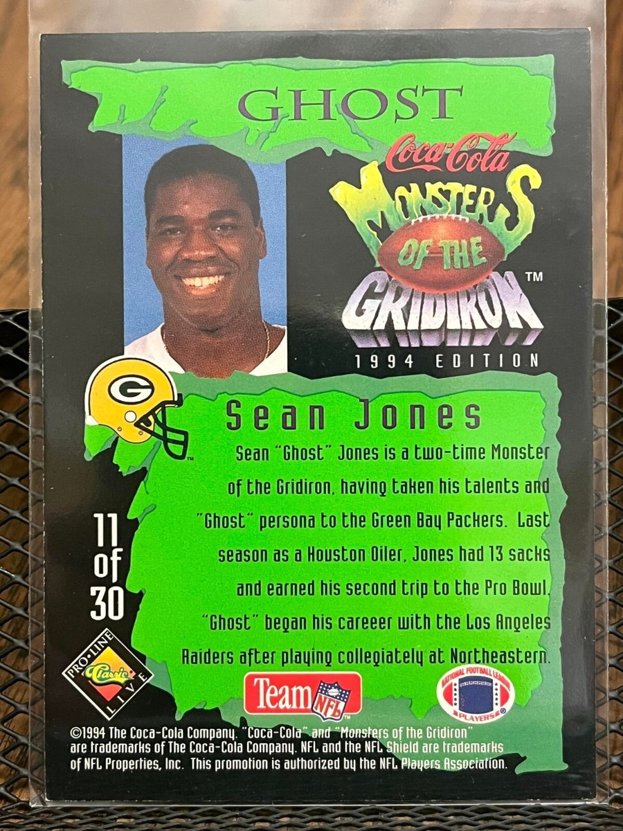 GHOST SEAN JONES 1994 NFL COCA COLA #11 MONSTERS OF THE GRIDIRON