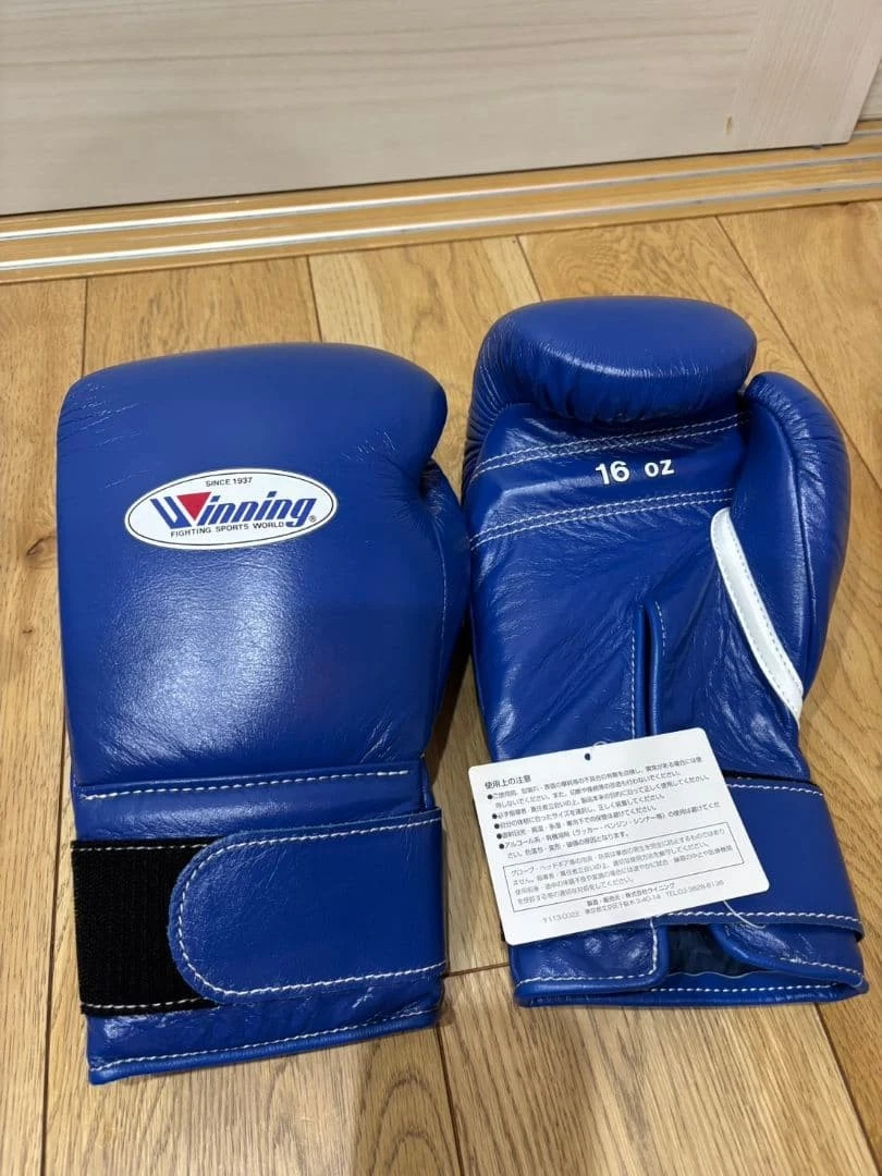 Winning 16oz グローブ 青 Winning Lace-up Boxing Gloves - Blue