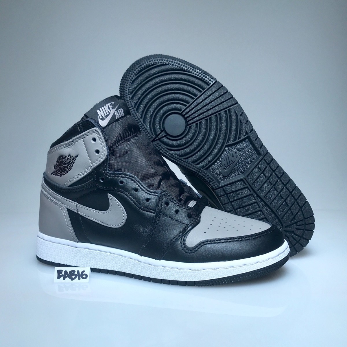 Nike Air Jordan Retro 1 OG Shadow Black Grey 555088 013 Gray Mens