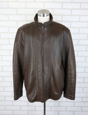 Andrew Marc Buttery Soft Brown Leather Jacket Mens XXL Zip Patina