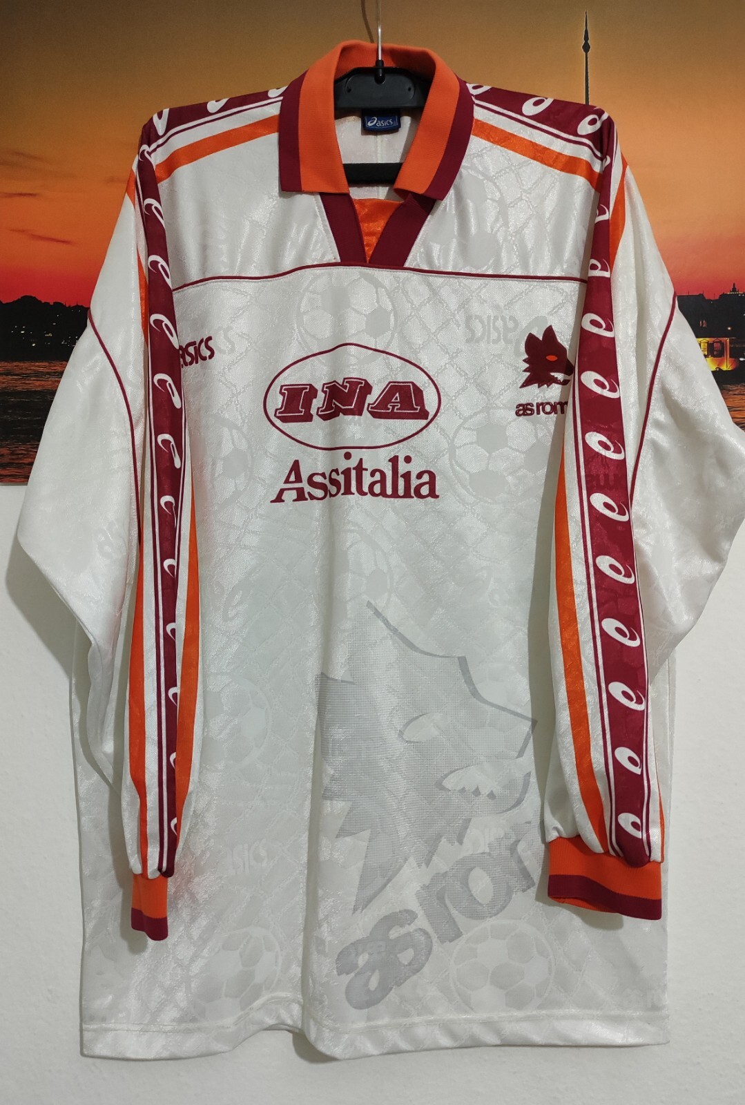 AS ROMA 1995-1996 #9 BALBO LONG SLEEVE AWAY MATCH JERSEY asics
