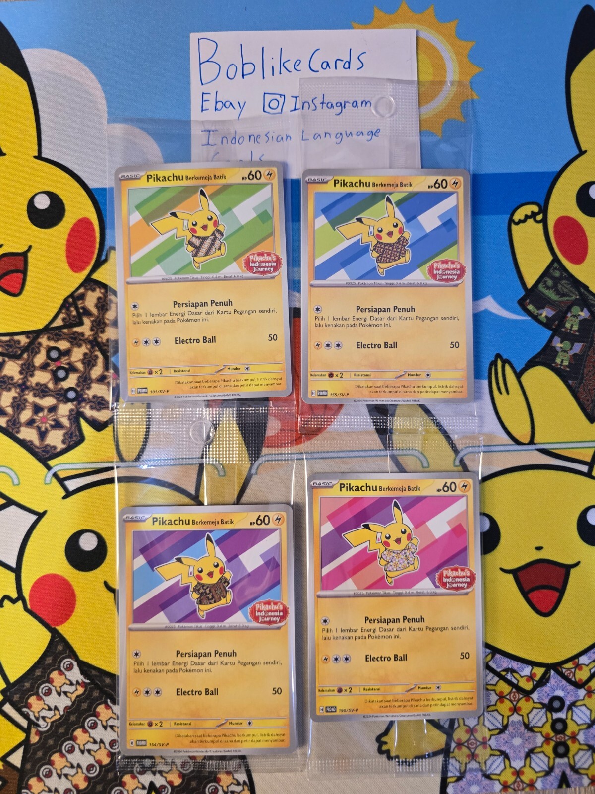 Pokemon TCG Indonesia Pikachu Batik set 4 pattern 101 154 155 190