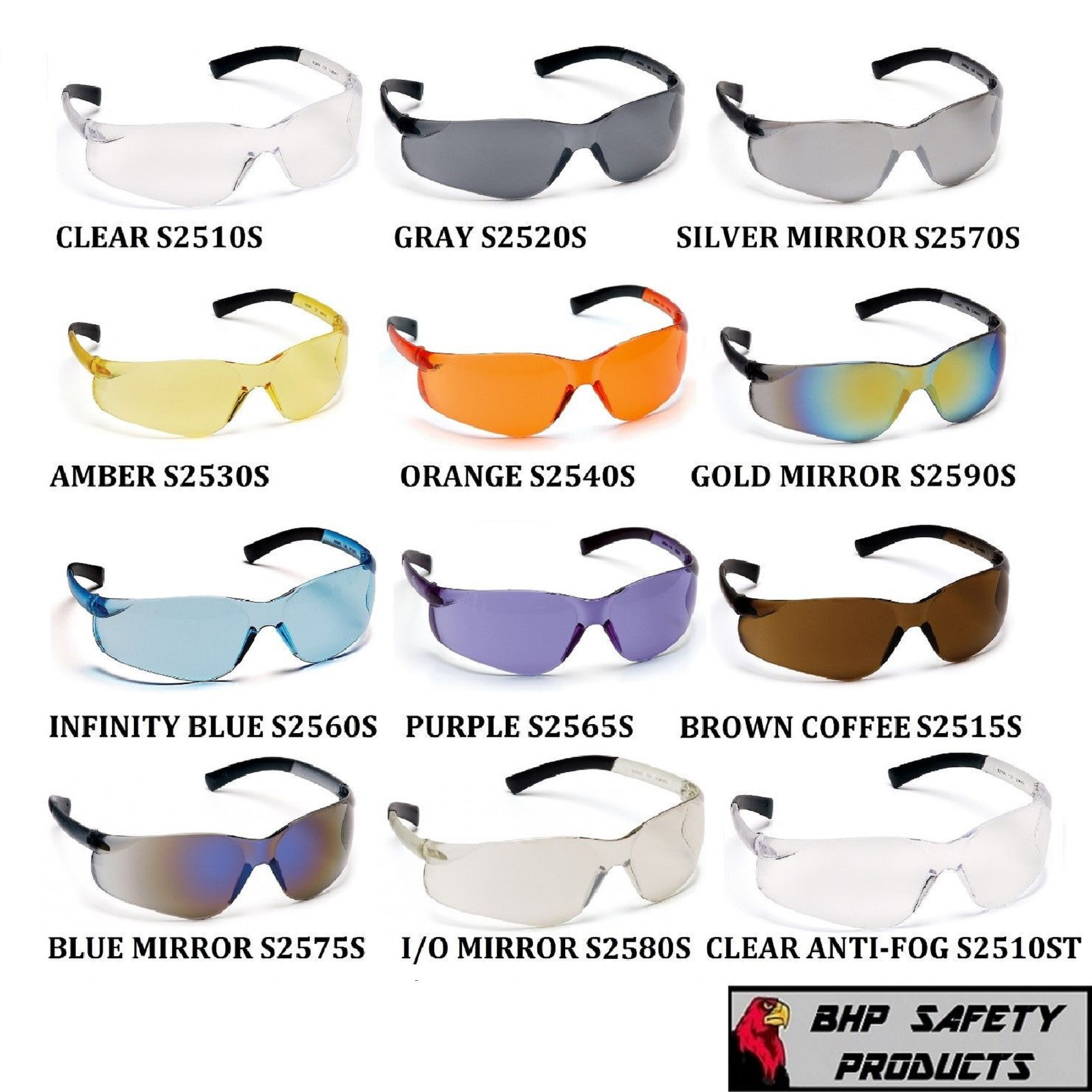 PYRAMEX ZTEK SAFETY GLASSES ANSI Z87.1+ COMPLIANT CHOOSE YOUR
