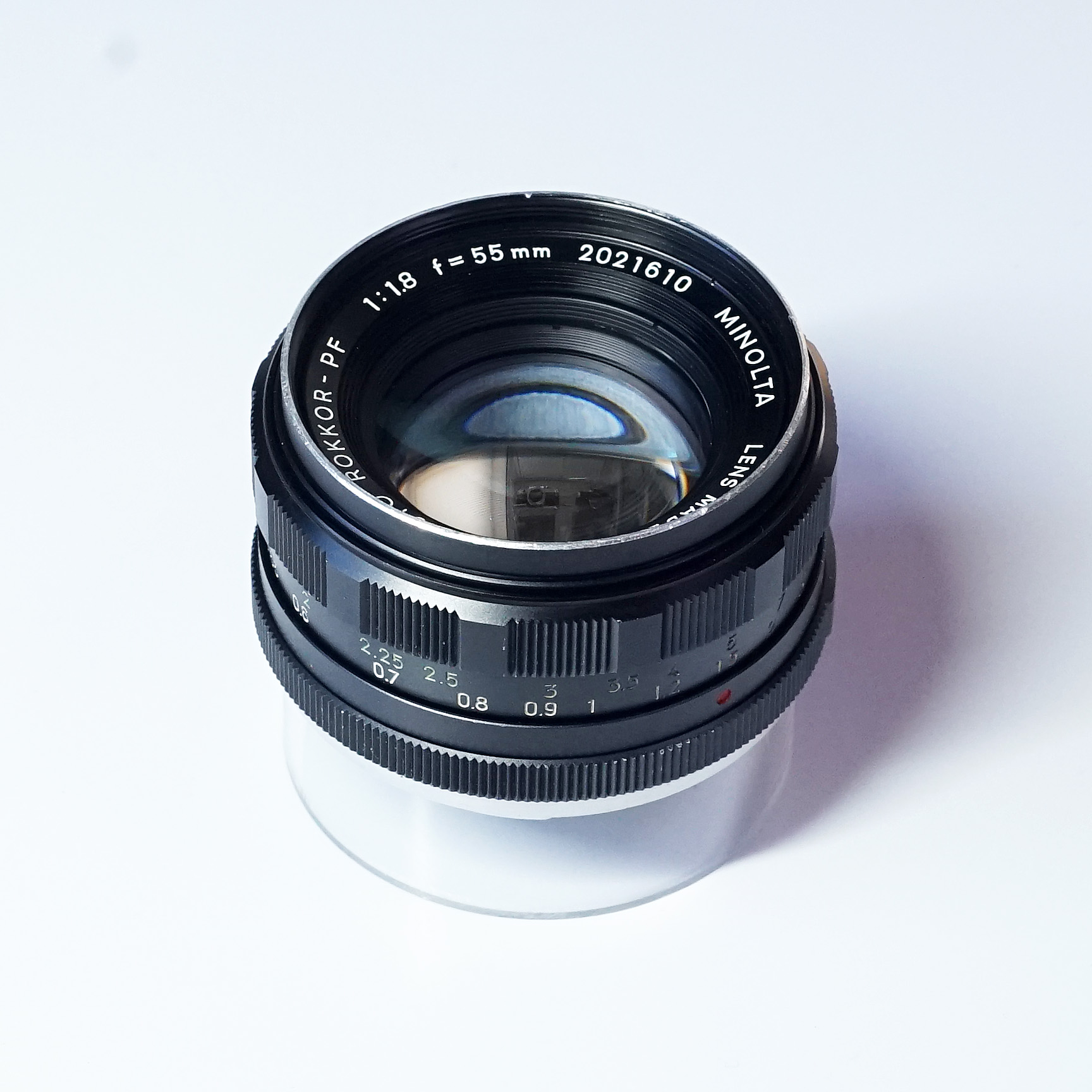 改造魔法ボケレンズ MINOLTA AUTO ROKKOR-PF 55mm F1.8 絞り込みレバー