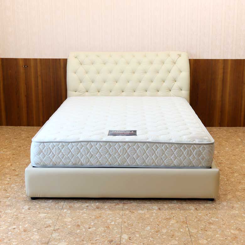 ベッドフレーム ダブル ワイドダブル チェスターフィールド風 革風