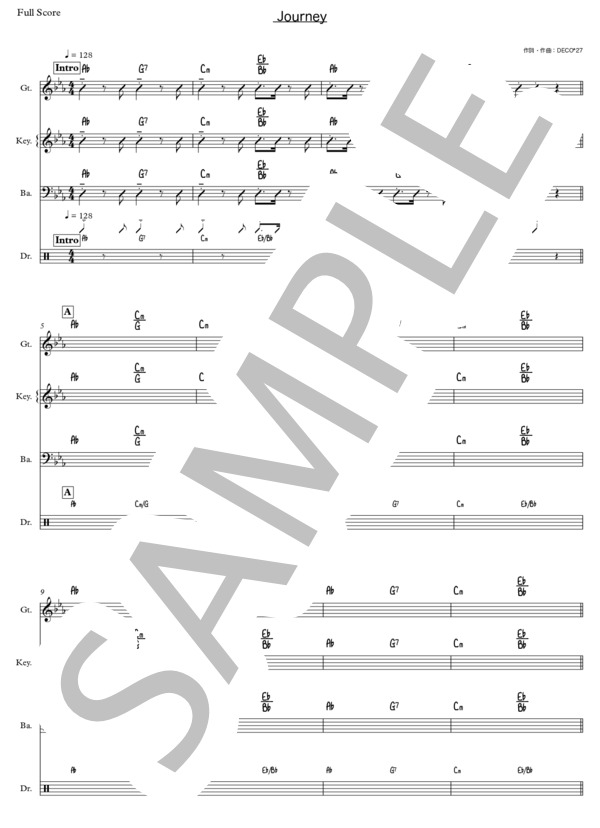 楽譜】Journey / DECO＊27 feat. 初音ミク (バンドスコア / 上級