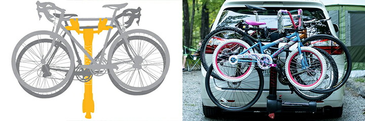 車用の折りたたみ式自転車ヒッチラック、締め具とストラップ付きのヒッチマウント サイクルキャリア 自転車 ヒッチサイクル キャリア 2インチ