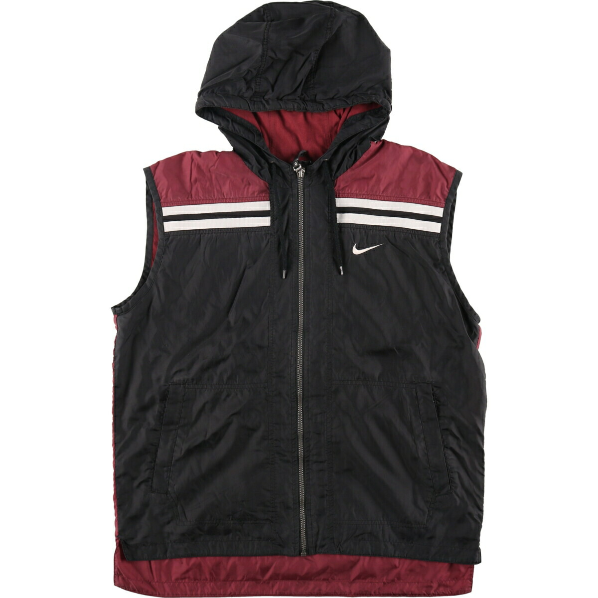 古着 90年代 ナイキ NIKE フード付き ナイロンベスト メンズS相当