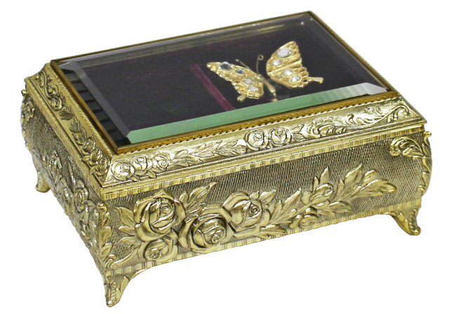 DY760 アンチモニーBOXオルゴール蝶々【ゴールド】
