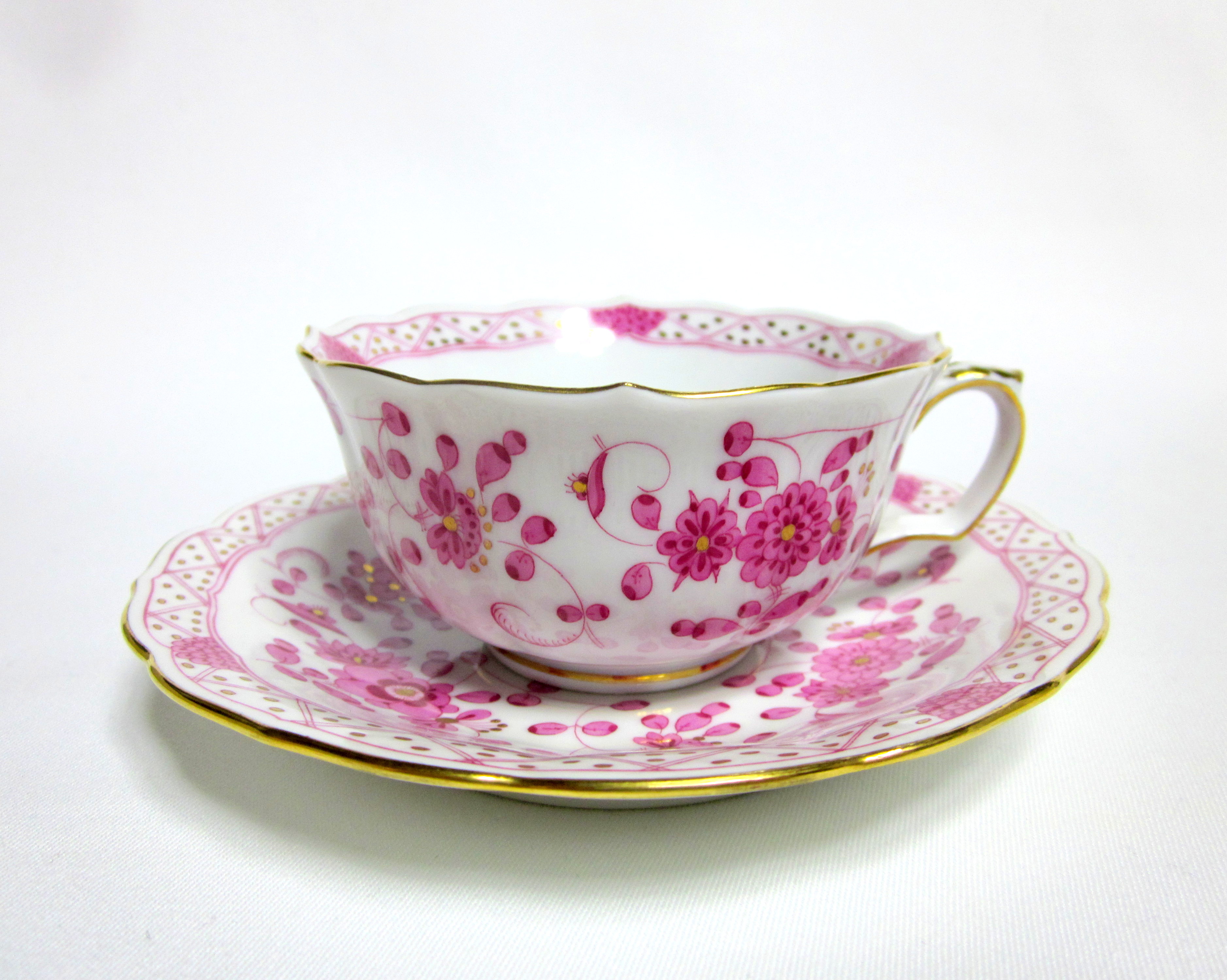 マイセン（Meissen）インドの華 リッチピンク ティーカップ＆ソーサー