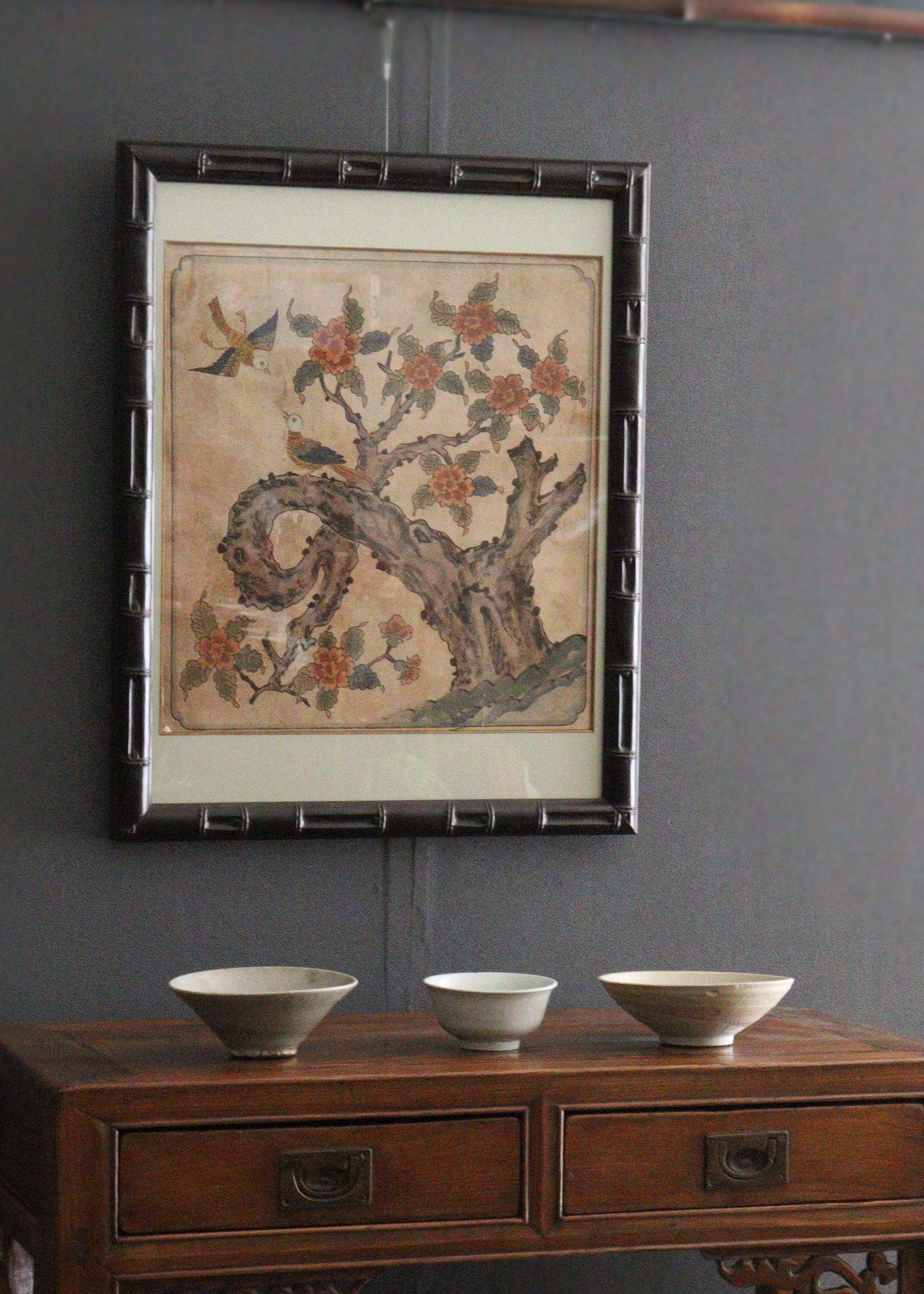 李朝民画 「花鳥図」李朝 韓国骨董 韓国アンティーク 李朝民画 李朝