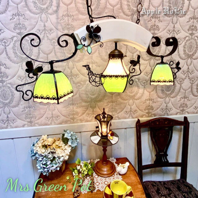 3灯 シャンデリア【 ミセス・グリーンポット 3Lights Mrs.Green Pot