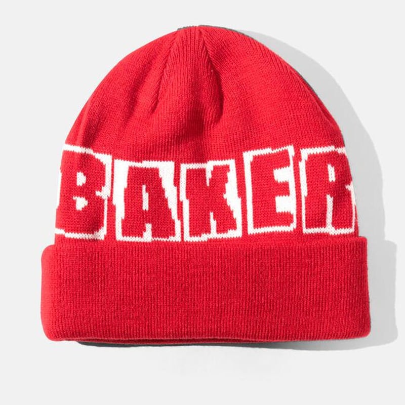 BAKER SKATEBOARDS BIG BRAND LOGO BEANIE - RED |