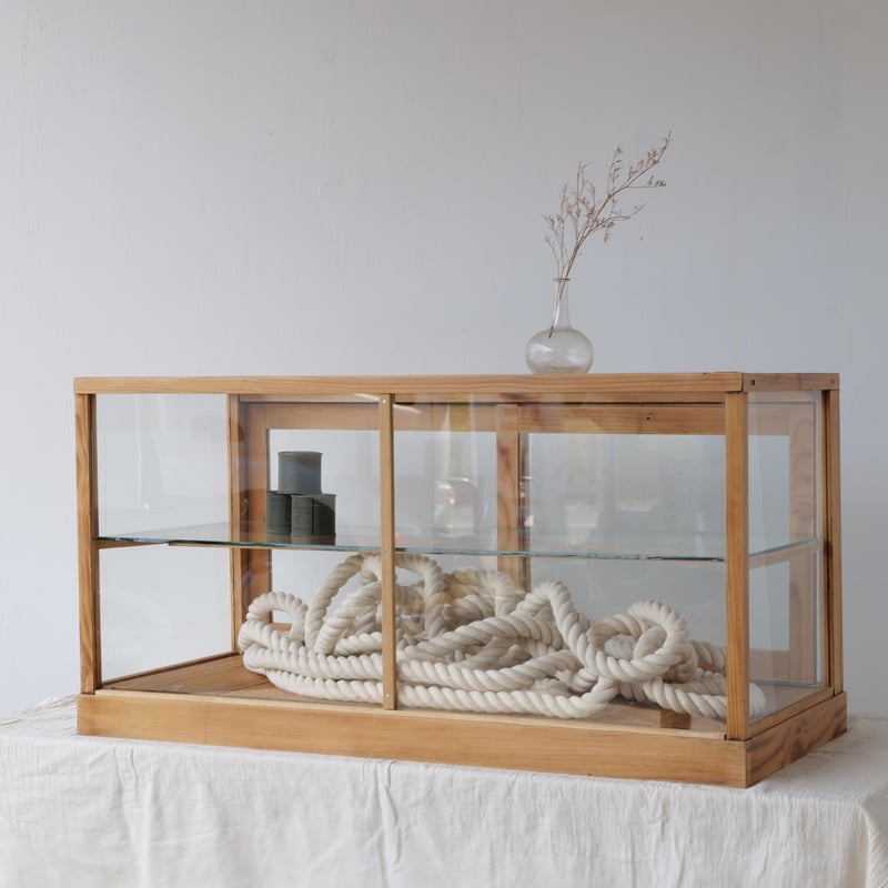 木枠の卓上ガラスショーケース sd.080 全面ガラス /全国配送◎ /店舗