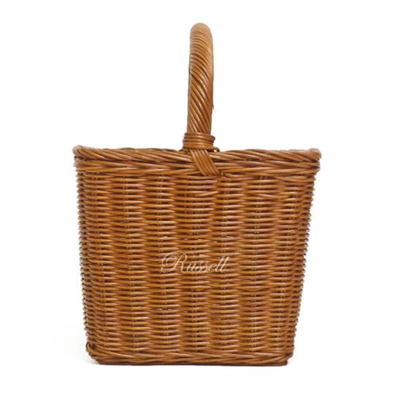 型番175 籐かごバスケット 仕切り付き ハンドル付き マガジンラック