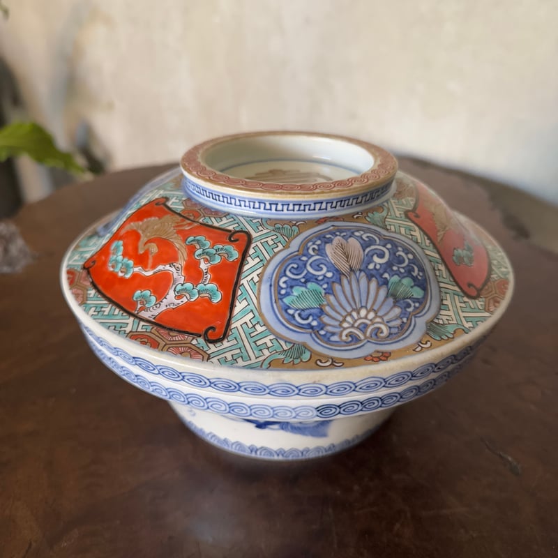 古伊万里 錦手寿字窓絵松鶴吉祥文 喰籠/蓋物 | Kaikaroman ONLINE STORE