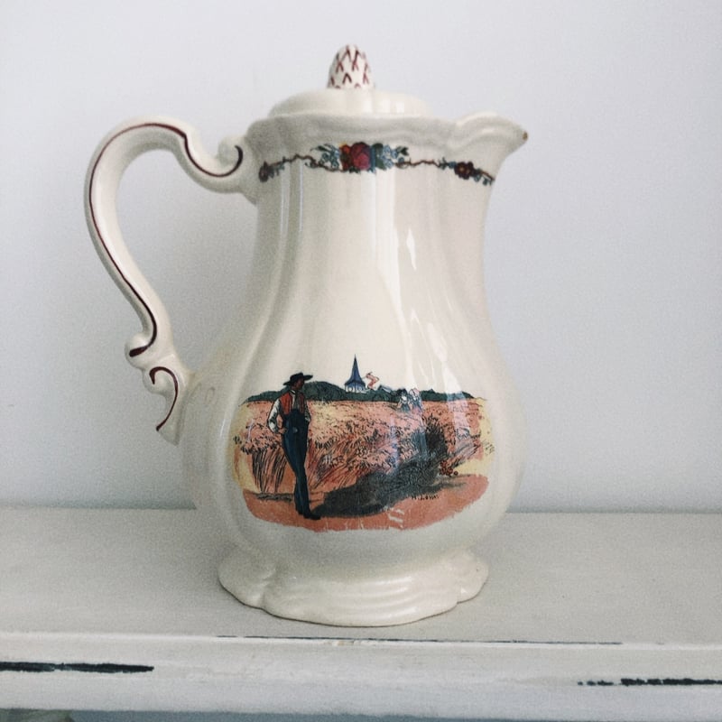 フランス サルグミンヌ オベルネ 花リムコーヒーポットアンドシュガー