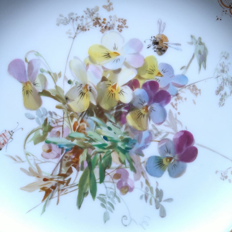 Meissen マイセンコバルトフォンド自然主義絵付け直径約25㎝D三色