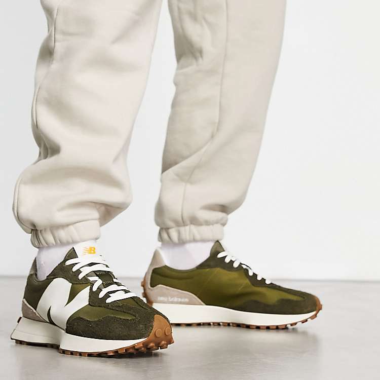 New Balance 327 sneakers in khaki with white detail | ASOS