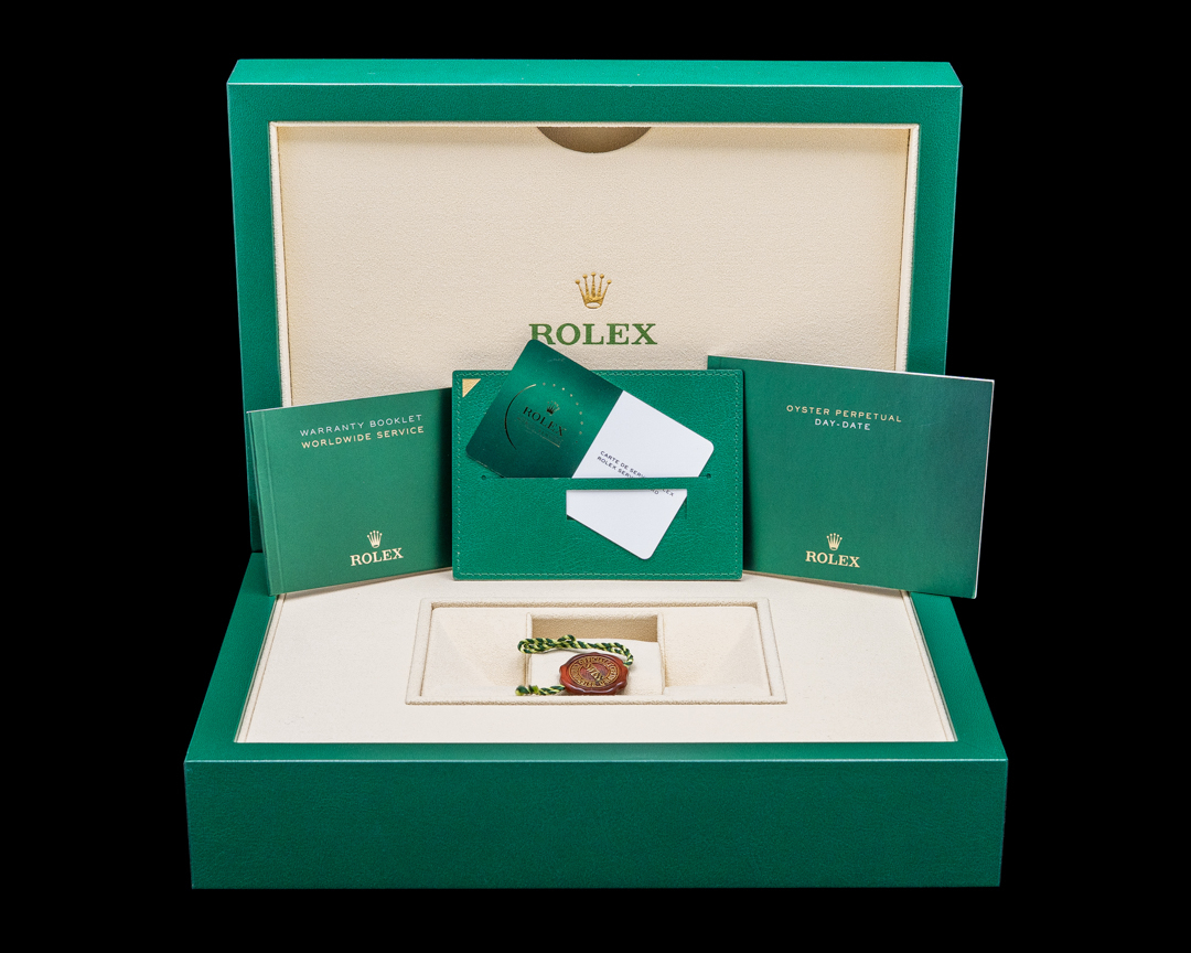 65753) Rolex 128236 Day Date 36MM Platinum Ice Blue Baguette Dial