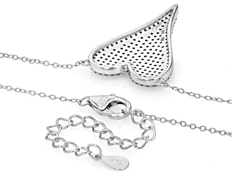 White Zircon Rhodium Over Sterling Silver Heart Necklace 1.38ctw