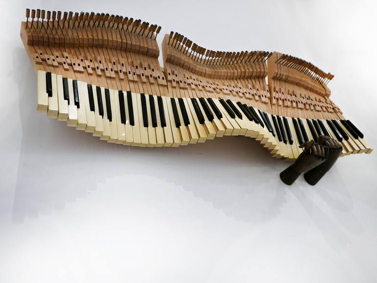 Piano sound wave wall decor Sculpture by Oleg Degtyarenko